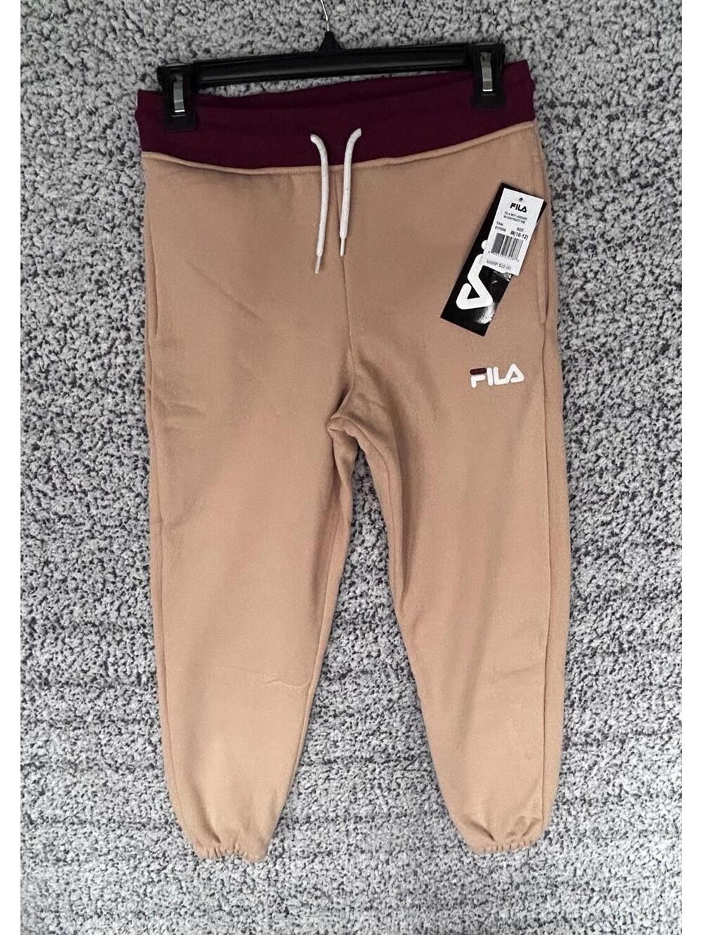 Fila Boy's Logo Joggers - Beige & Maroon - Medium (10-12) - NWT